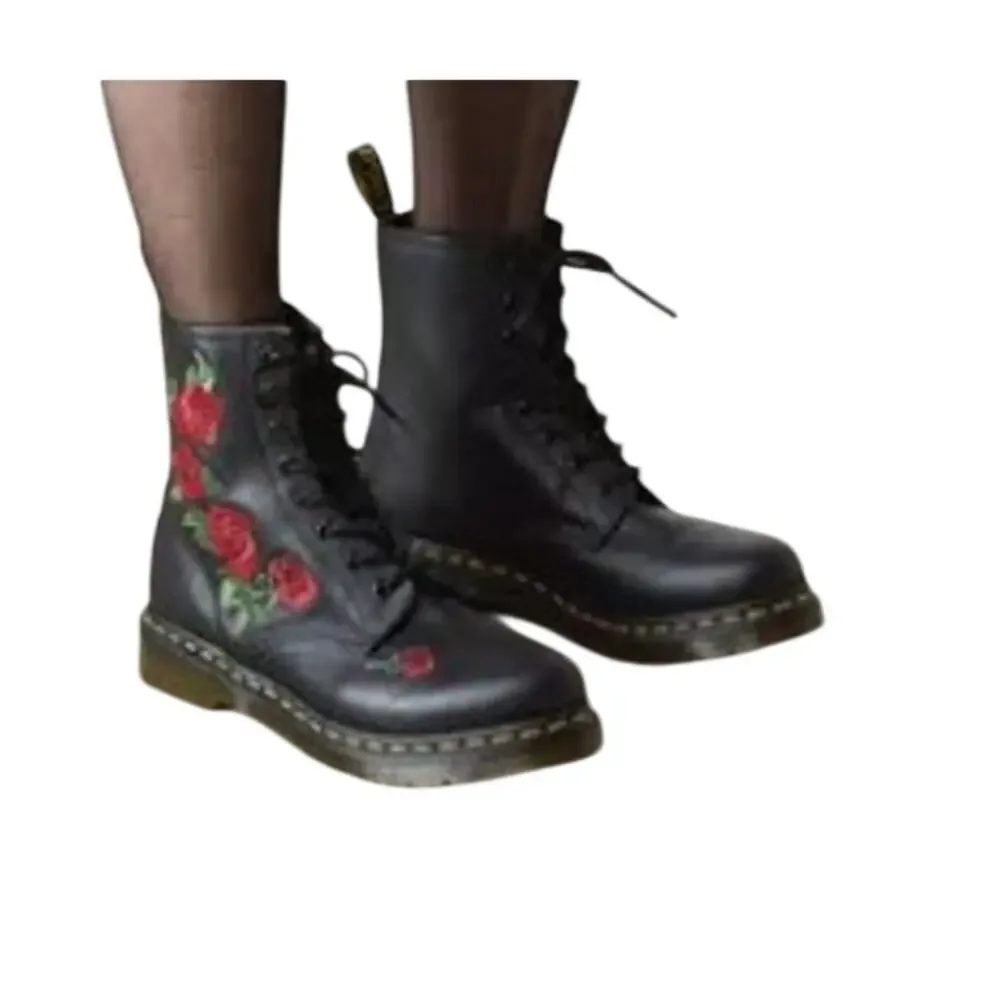 Dr. Doc Martens Air Wait 1460 Vonda Floral Leather Lace Up Boots Wmn 9 Roses New